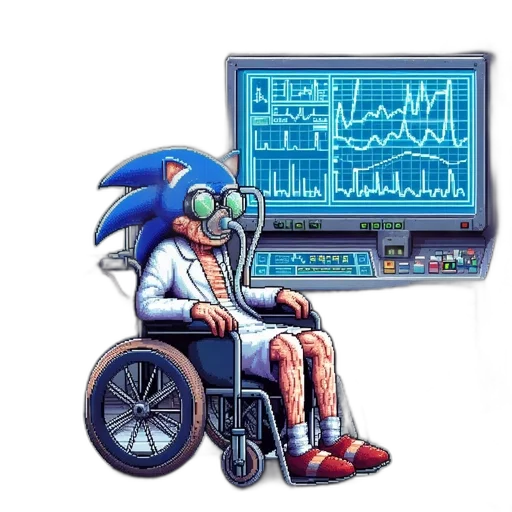 robot, cyberpunk, pixel art, vaporwave, concept art, blue, laboratory, setting transparent PNG cut-out