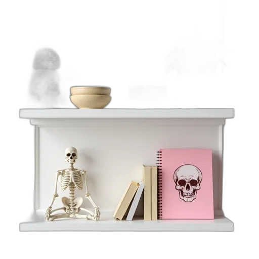 furniture, jewelry, 3d render, concept art, white, shelf, various, items transparent PNG cut-out