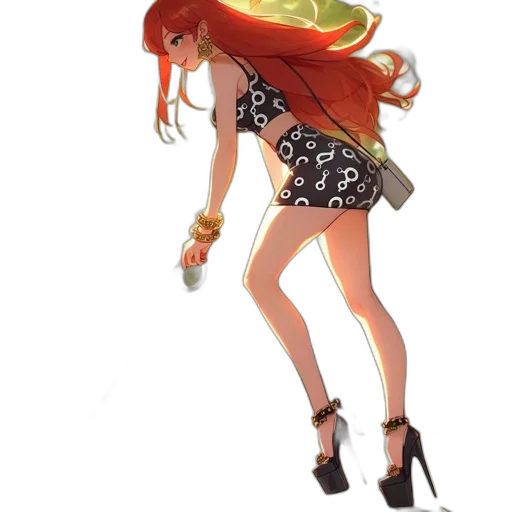 dress, hair, concept art, cartoon, 3d render, anime, park, scene transparent PNG cut-out