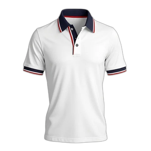 white, stripe, polo, shirt transparent PNG cut-out