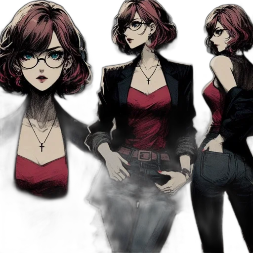 concept art, comic book art, cartoon, anime, dark, red, monochrome, earth tones transparent PNG cut-out