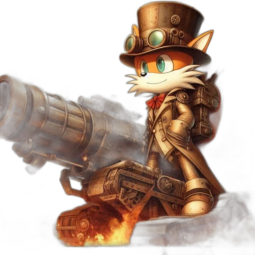 weapon, concept art, fantasy art, pixel art, cartoon, fire, anthropomorphic, fox transparent PNG cut-out