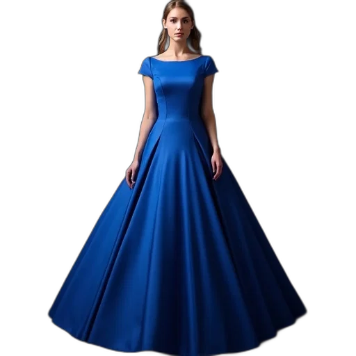 dress, blue, woman, wearing, fitted, bodice, full, skirt transparent PNG cut-out
