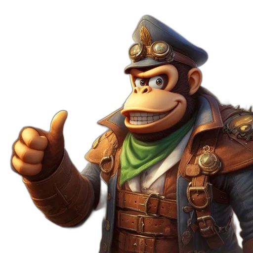 staff, concept art, 3d render, photorealistic, anthropomorphic, monkey, wearing, captain transparent PNG cut-out