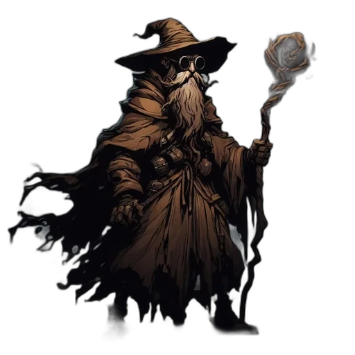 staff, mask, hat, creature, concept art, fantasy art, pixel art, comic book art transparent PNG cut-out