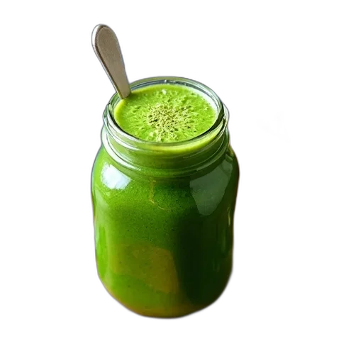 food, bottle, 3d render, green, glass, jar, filled, vibrant transparent PNG cut-out