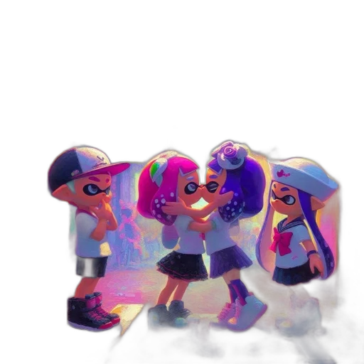 weapon, hair, mask, dress, concept art, vaporwave, watercolor, pixel art transparent PNG cut-out