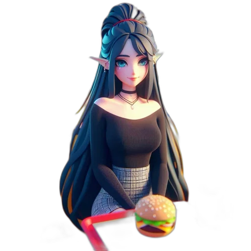 dress, food, staff, robot, concept art, fantasy art, 3d render, pixel art transparent PNG cut-out