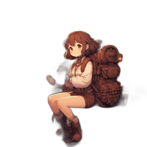 creature, robot, staff, dress, pixel art, watercolor, concept art, anime transparent PNG cut-out