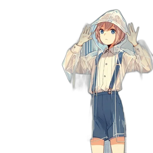 jacket, dress, umbrella, hat, anime, concept art, watercolor, pixel art transparent PNG cut-out