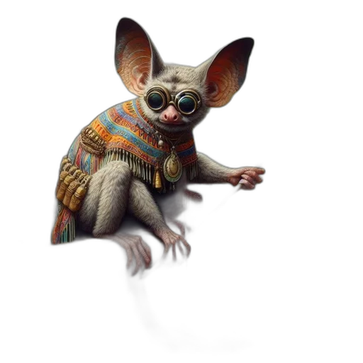animal, creature, staff, jacket, concept art, 3d render, fantasy art, photorealistic transparent PNG cut-out