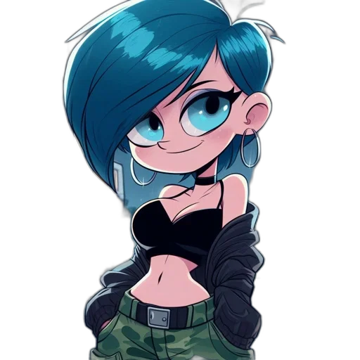 jacket, dress, staff, cartoon, anime, concept art, comic book art, blue transparent PNG cut-out