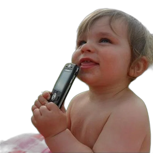 weapon, staff, photorealistic, young, child, holds, flip, phone transparent PNG cut-out