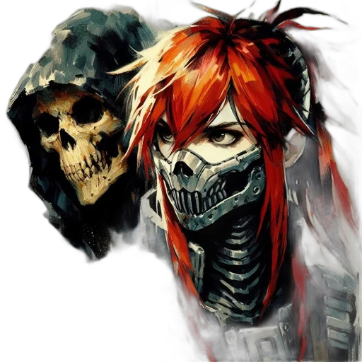 mask, face, concept art, photorealistic, fantasy art, comic book art, red, two transparent PNG cut-out
