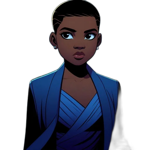 comic book art, cartoon, concept art, pixel art, blue-clad, female, character, stands transparent PNG cut-out
