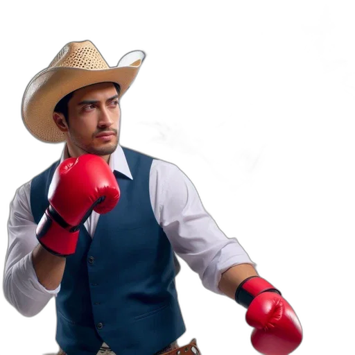 hat, weapon, staff, jacket, photorealistic, concept art, 3d render, man transparent PNG cut-out