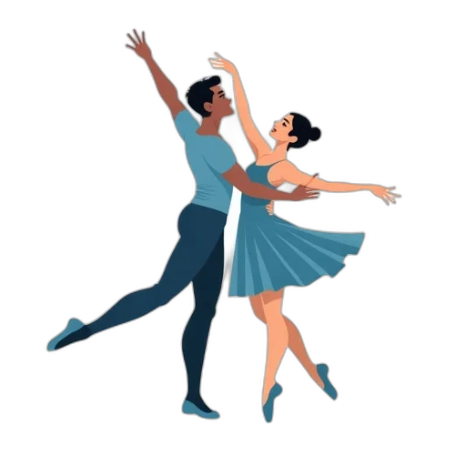 concept art, blue, stylized, illustration, couple, dancing, ballet, man transparent PNG cut-out