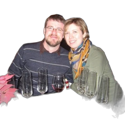 bottle, umbrella, staff, man, woman, sit, table, wine transparent PNG cut-out