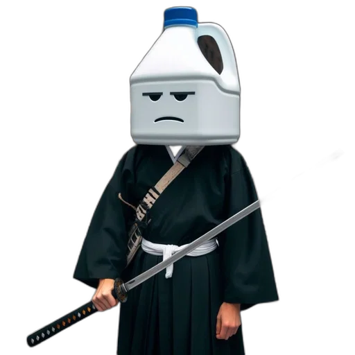 robot, staff, mask, sword, pixel art, concept art, 3d render, vaporwave transparent PNG cut-out