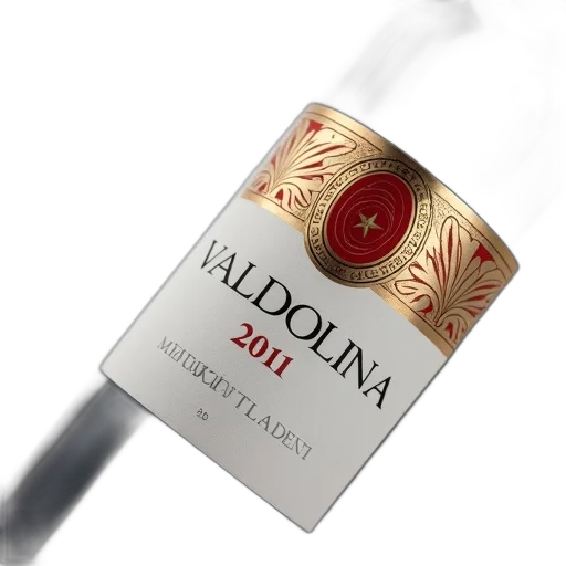 bottle, 3d render, close-up, wine, label, reads, valldolina, merlot transparent PNG cut-out