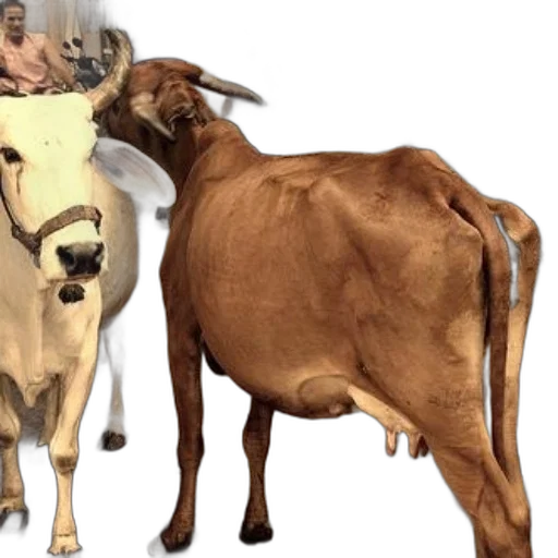 animal, concept art, photorealistic, 3d render, two, cows, walking, down transparent PNG cut-out