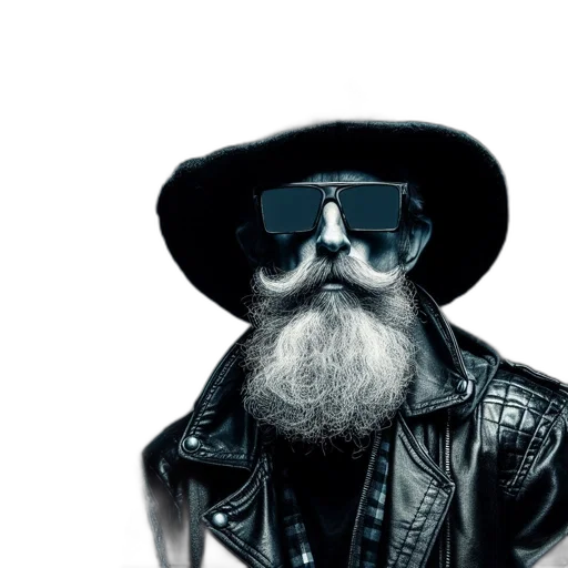 hat, elderly, man, beard, sunglasses, magical, staff, stands transparent PNG cut-out