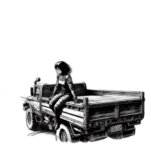 car, robot, weapon, furniture, concept art, comic book art, cyberpunk, pencil sketch transparent PNG cut-out