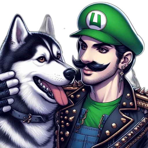 animal, comic book art, pixel art, concept art, cartoon, luigi-like, character, embraces transparent PNG cut-out