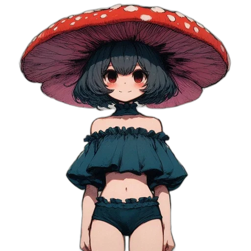 hat, dress, umbrella, flower, pixel art, concept art, anime, watercolor transparent PNG cut-out