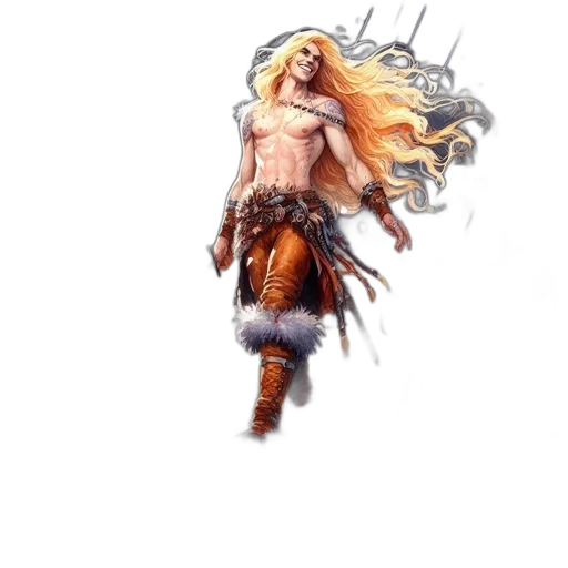 hair, weapon, sword, staff, concept art, fantasy art, comic book art, 3d render transparent PNG cut-out
