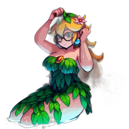 dress, crown, creature, staff, pixel art, concept art, fantasy art, watercolor transparent PNG cut-out