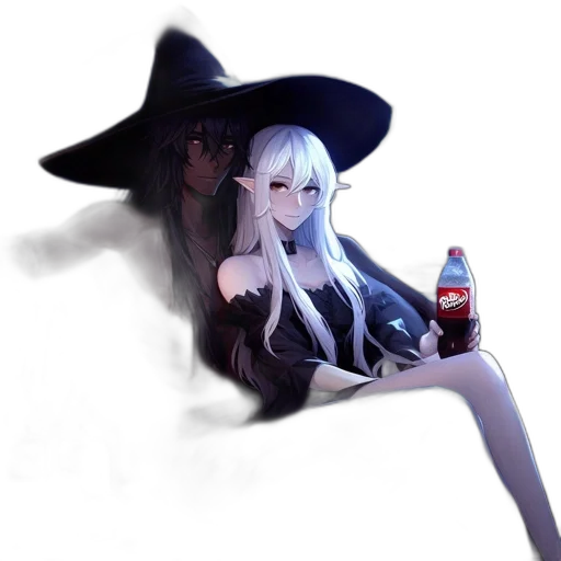 bottle, dress, food, hat, anime, fantasy art, pixel art, concept art transparent PNG cut-out