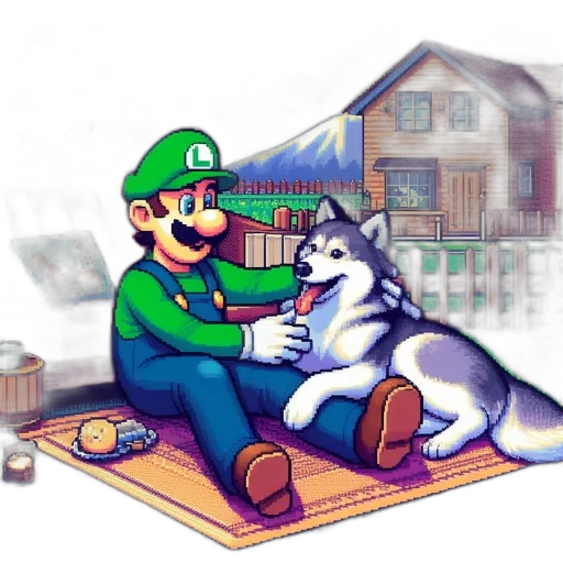animal, furniture, pixel art, concept art, fantasy art, comic book art, snow, fire transparent PNG cut-out