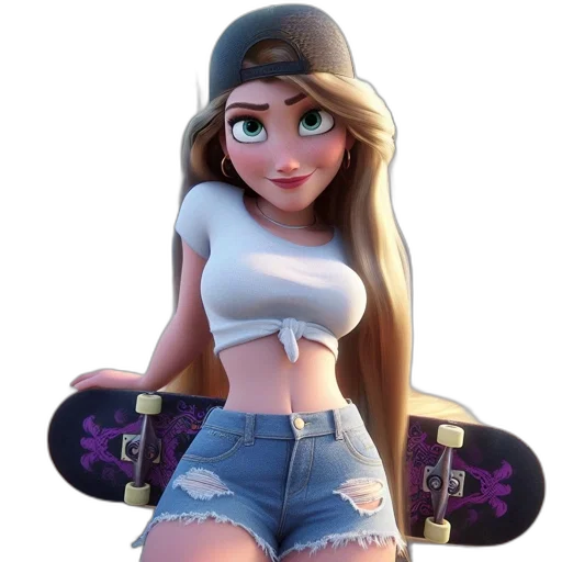 hat, dress, cartoon, 3d render, concept art, anime, animated, female transparent PNG cut-out
