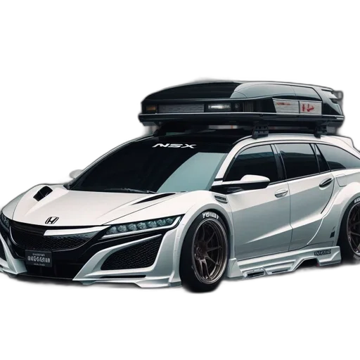 car, 3d render, concept art, photorealistic, modified, honda, nsx, roof transparent PNG cut-out