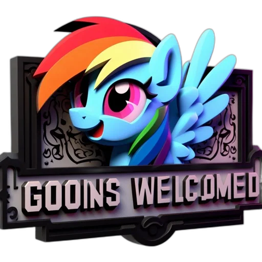 cartoon, pixel art, whimsical, scene, colorful, rainbow-haired, pony, creature transparent PNG cut-out