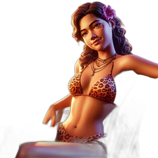3d render, concept art, fantasy art, photorealistic, fire, neon lights, animated, female transparent PNG cut-out