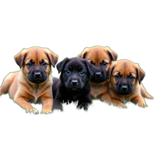 animal, staff, photorealistic, oil painting, 3d render, pencil sketch, group, five transparent PNG cut-out