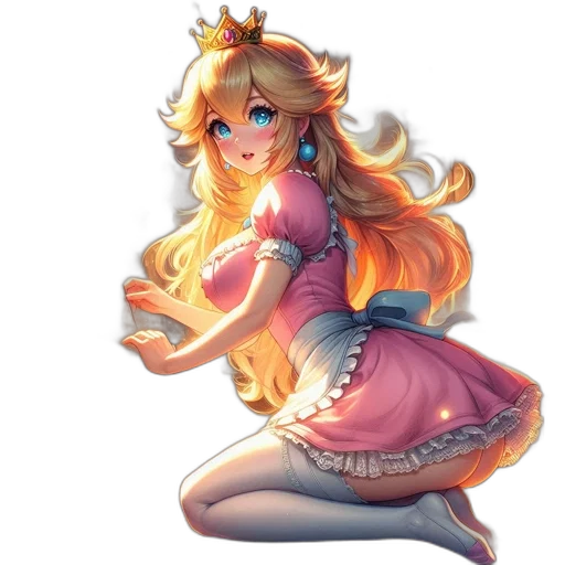 dress, crown, staff, dragon, anime, fantasy art, pixel art, concept art transparent PNG cut-out