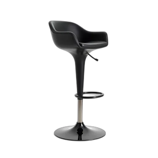 furniture, 3d render, black, modern, bar, stool, round, seat transparent PNG cut-out