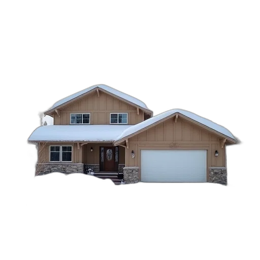 building, 3d render, two-story, house, brown, roof, beige, walls transparent PNG cut-out