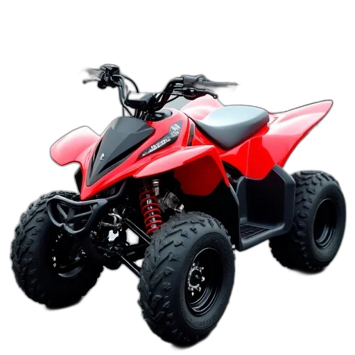 3d render, red, black, atv, parked, lot, other, motorcycles transparent PNG cut-out