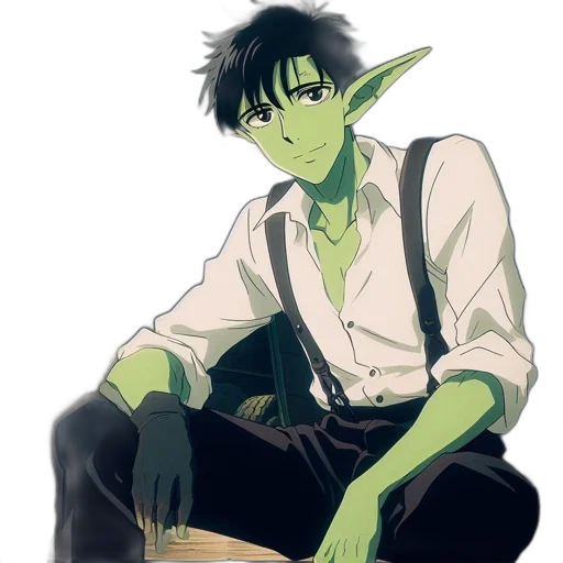 staff, anime, concept art, fantasy art, cartoon, green, dark, young transparent PNG cut-out