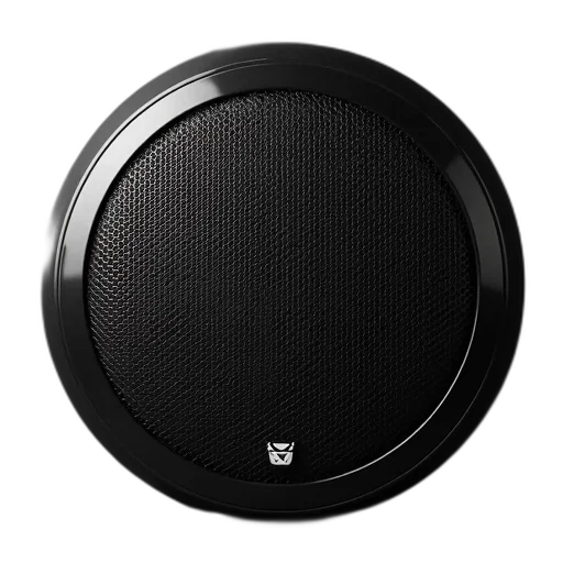 robot, black, speaker, circular, grille, covering, front, featuring transparent PNG cut-out