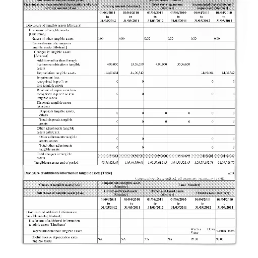 table, showing, disclosure, additional, information, tangible, assets transparent PNG cut-out