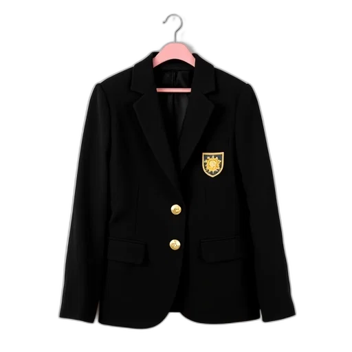 jacket, black, blazer, gold, buttons, yellow, embroidered, patch transparent PNG cut-out