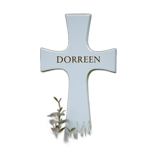close-up, view, white, headstone, cross, design, top, name transparent PNG cut-out