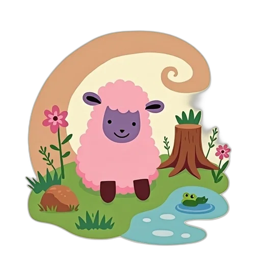 animal, creature, concept art, pixel art, whimsical, illustration, featuring, pink transparent PNG cut-out