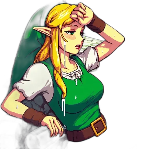 dress, staff, hat, concept art, pixel art, fantasy art, watercolor, green transparent PNG cut-out