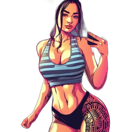 dress, cartoon, fantasy art, comic book art, concept art, athletic, woman, workout transparent PNG cut-out